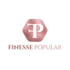 Finesse Popular logo with rose gold hexagonal design and 'FP' initials on a transparent background